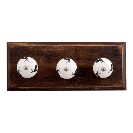 Black Standing Rein Deer Pattern Ceramic Wooden Hooks